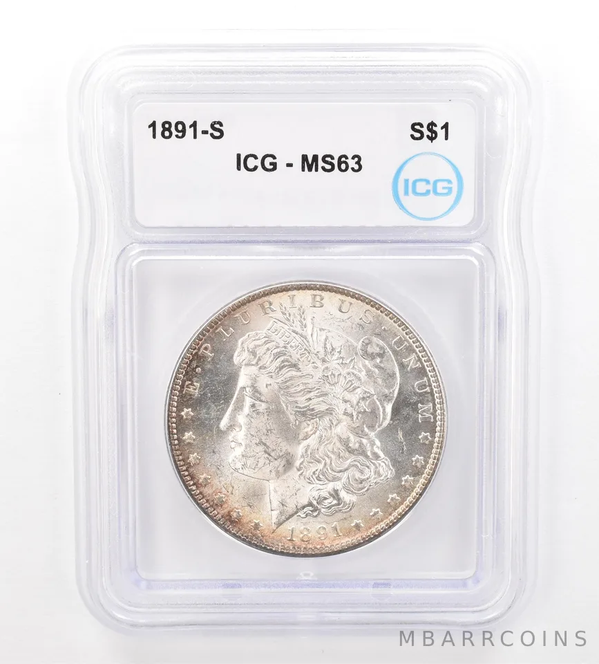 1891-S Morgan Silver Dollar MS63 ICG Peripheral Tone *7405