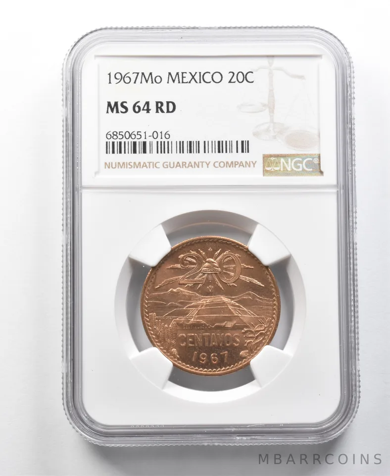 1967 Mo Mexico 20 Centavos MS64 RD NGC a8683