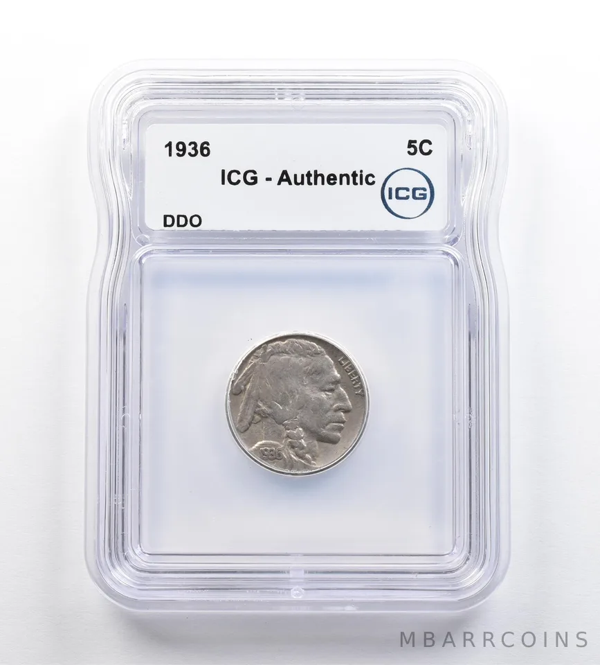 1936 Indian Head Buffalo Nickel DDO Authentic ICG *9190