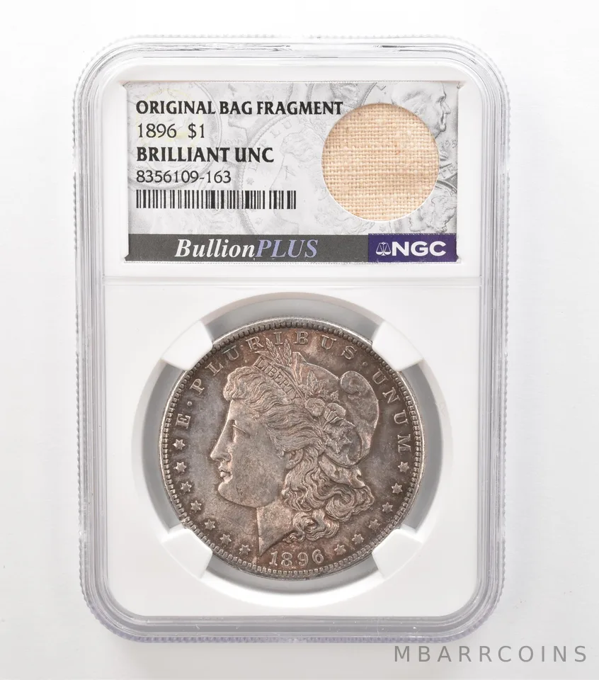 1896 Morgan Silver Dollar Original Bag Fragment BU NGC Beautiful Tone a3623