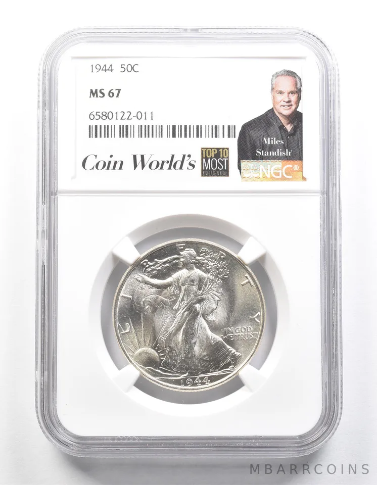 1944 Walking Liberty Half Dollar Miles Standish MS67 NGC *1333
