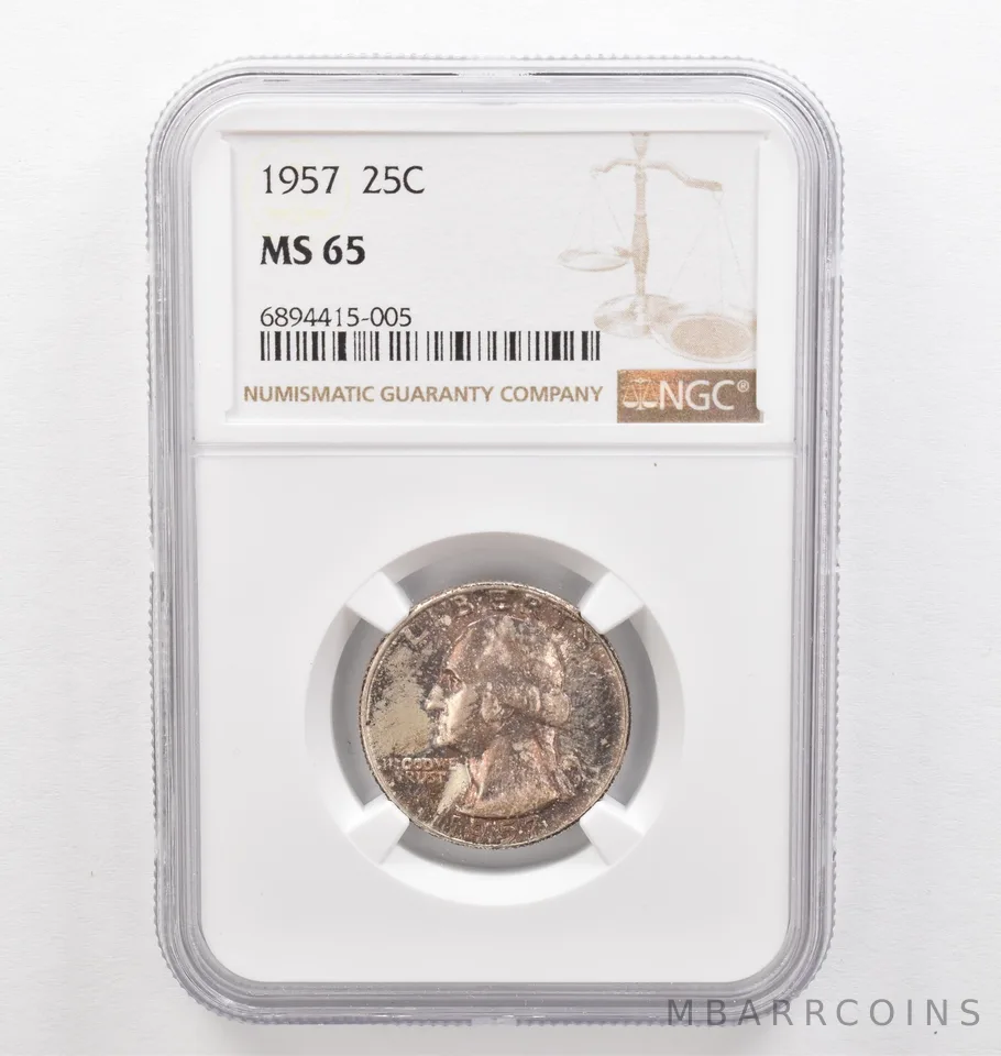 1957 Washington Quarter MS65 NGC Beautiful Tone *0287