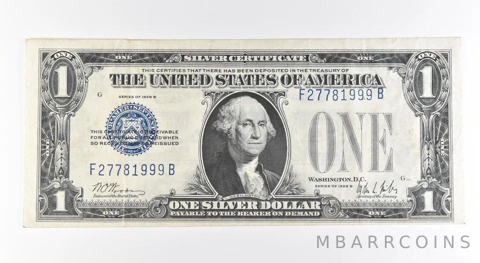 1928 B $1 Silver Certificate Blue Seal Fr#1602 *0502