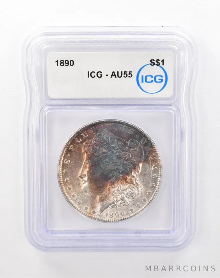 1890 Morgan Silver Dollar AU55 ICG Beautiful Tone *0879