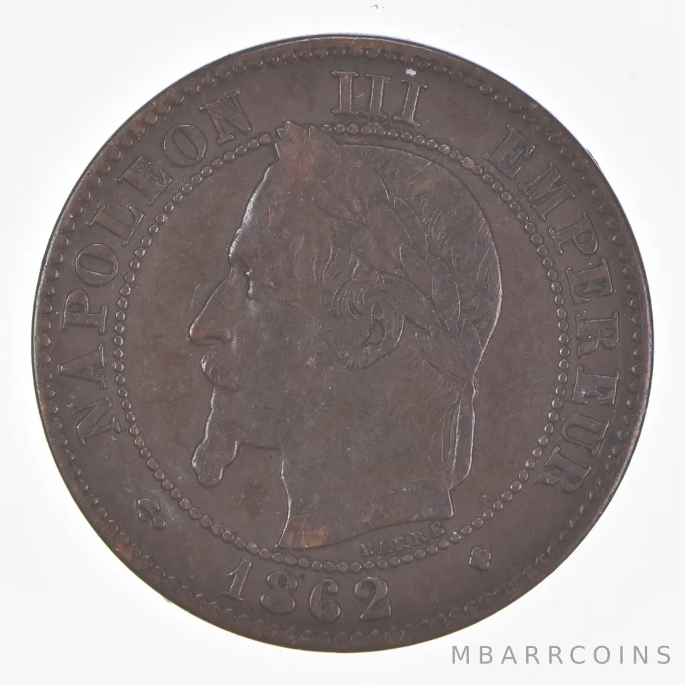 Better Date - 1862 France 10 Centimes World Coin *058