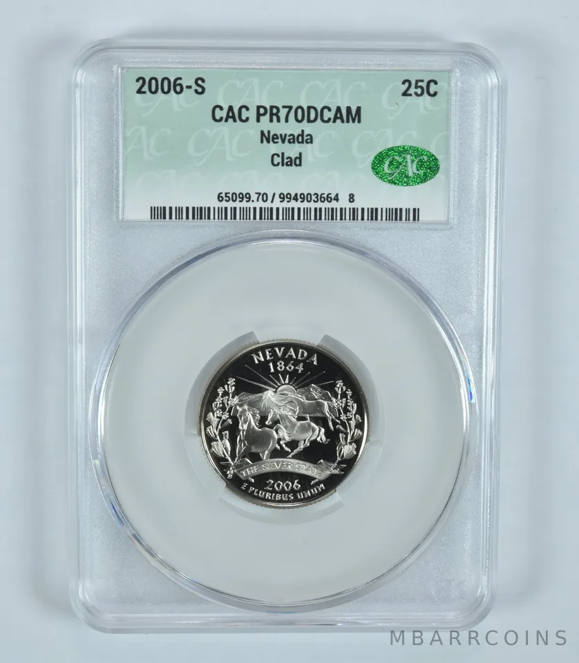 2006-S Washington State Quarter Nevada CLAD PR70 DCAM CAC CACg
