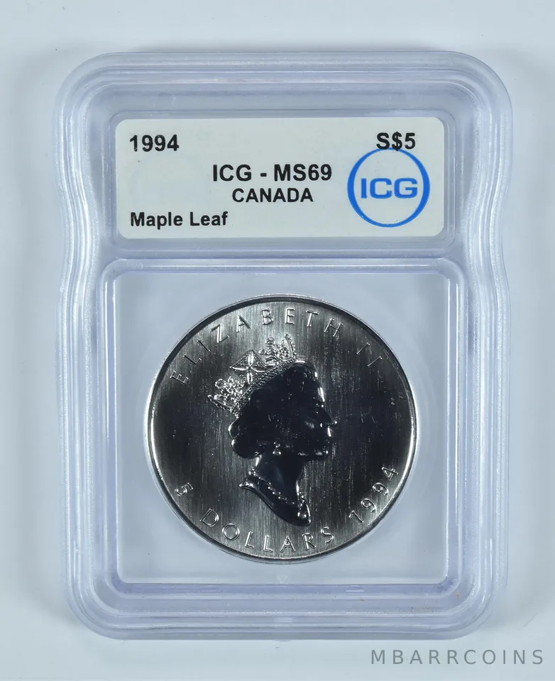 1994 Canada 5 Dollars Silver Maple Leaf MS69 ICG