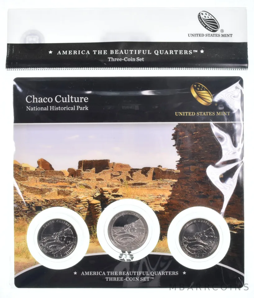 2012 Chaco Culture National Park PDS Proof ATB 3 Quarter Coin Set Unc BU