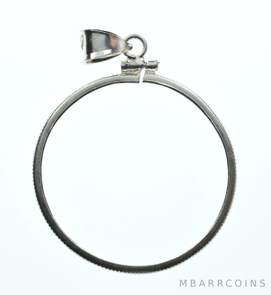 Sterling SIlver 30.1 MM Half Dollar Coin Bezel Pendant Frame Edge *2196