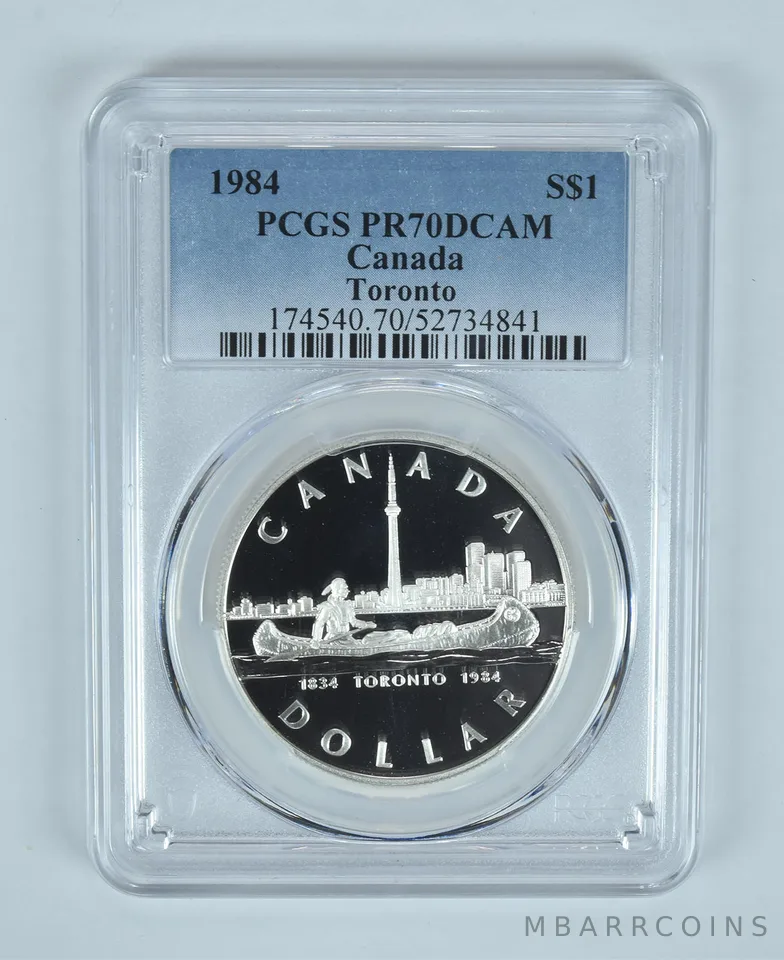 1984 Canada 1 Dollar Silver Toronto PR70 DCAM PCGS Blue Label