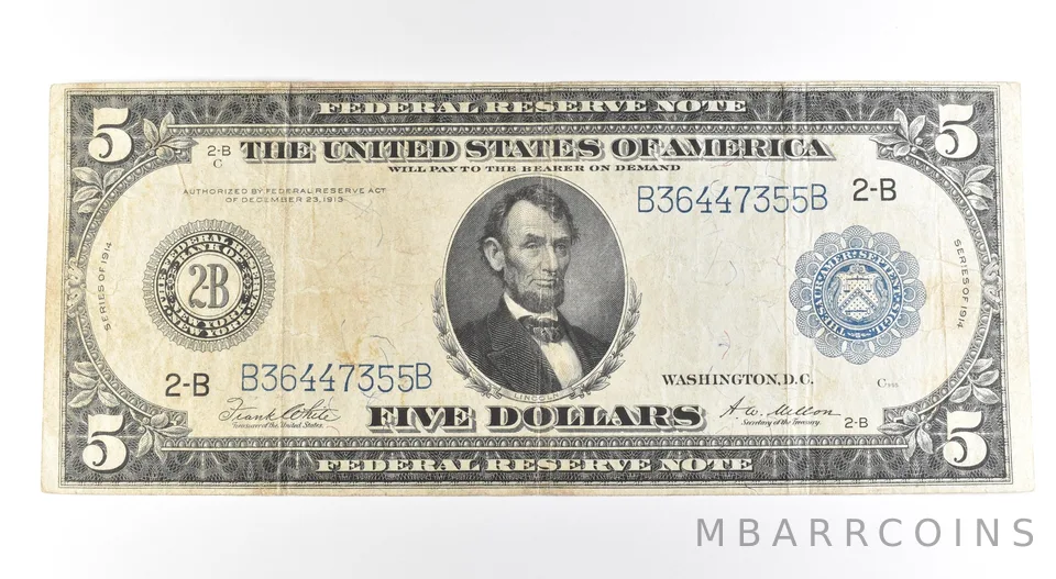 1914 $5 New York NY FRN Large Note Blue Seal *2725
