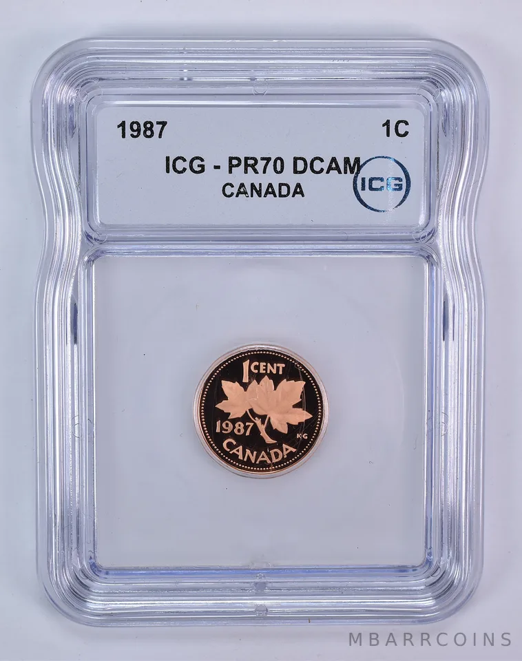 1987 Canada 1 Cent PR70 DCAM ICG