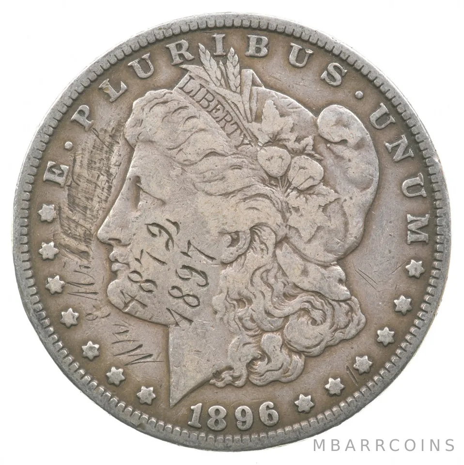 1896 Morgan Silver Dollar Wedding Anniversary Love Token 1897 a6236