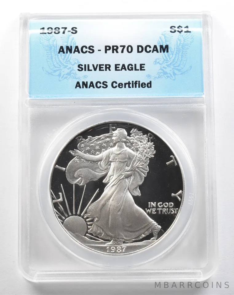 1987-S American Silver Eagle PR70 DCAM ANACS *3837