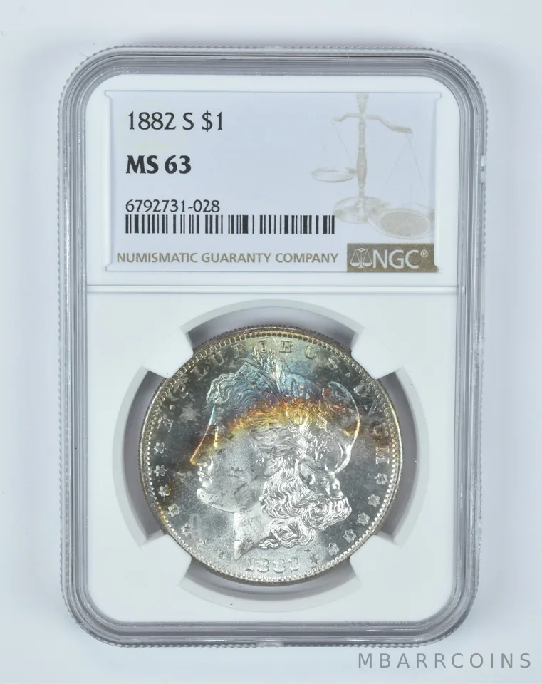 MS63 1882-S Morgan Silver Dollar NGC Beautifully Toned *6739