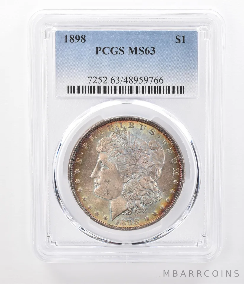 1898 Morgan Silver Dollar MS63 PCGS Beautifully Toned a7405