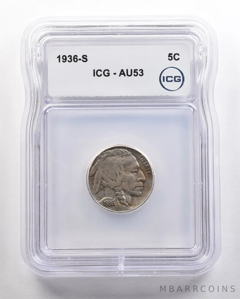 1936-S Indian Head Buffalo Nickel AU53 ICG *4416