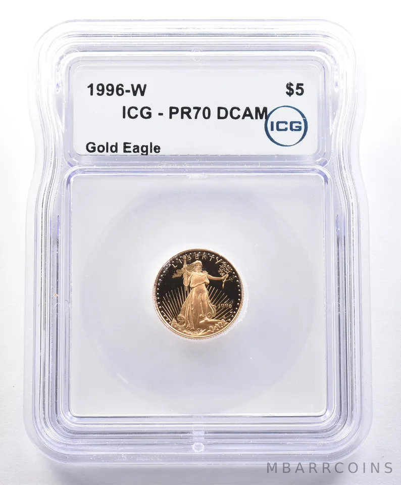 1996-W $5 American Gold Eagle 1/10 Oz Gold PR70 DCAM ICG