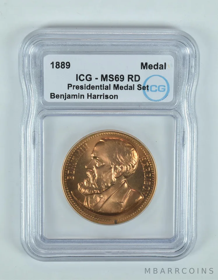 (1889) Presidential Medal Set Benjamin Harrison MS69 RD ICG