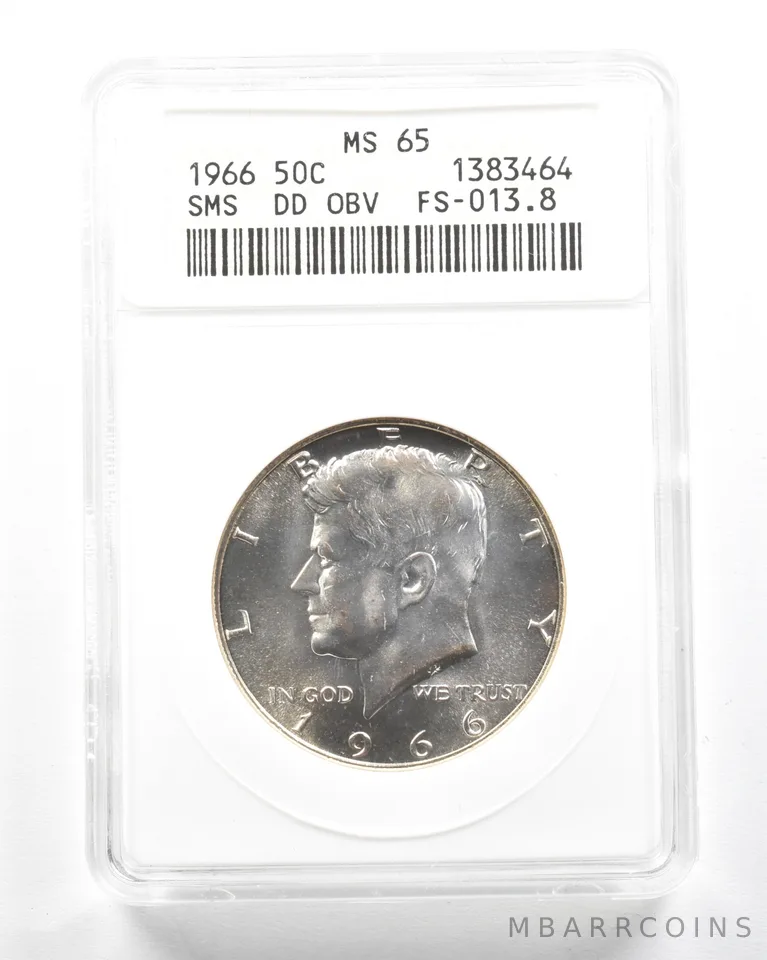 1966 Kennedy Half Dollar SMS DDO FS-013.8 MS65 ANACS *2092