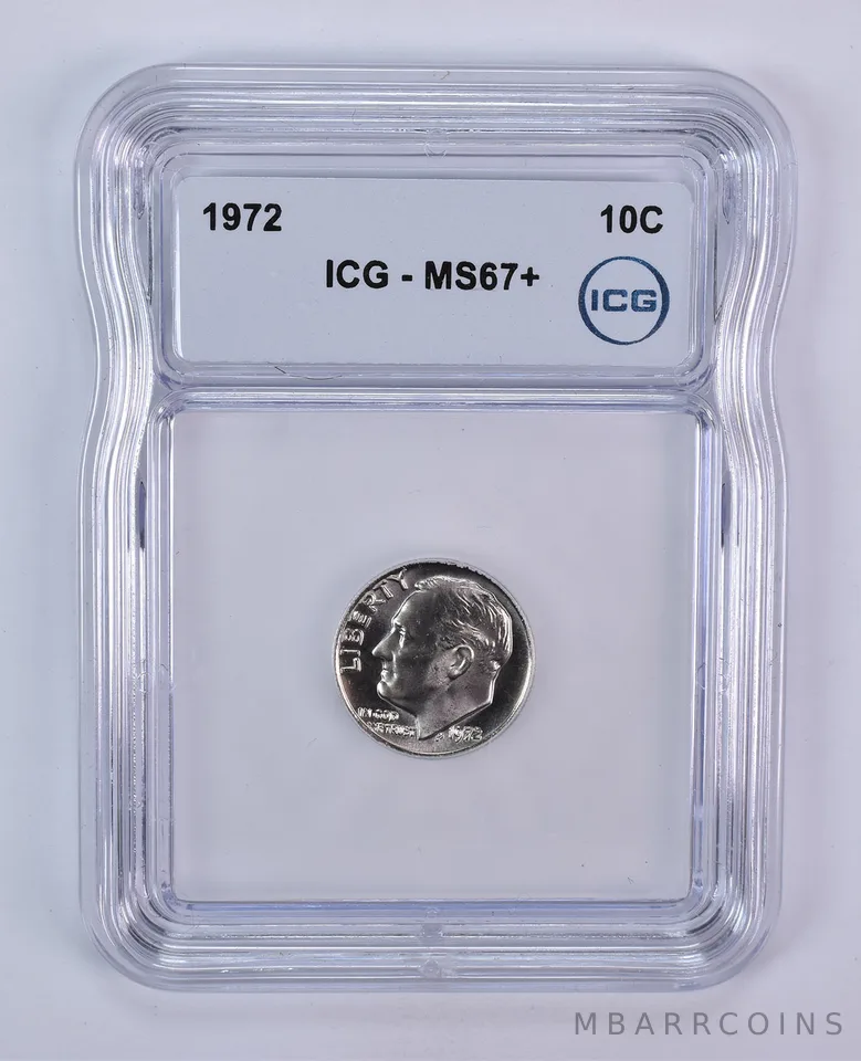 1972 Roosevelt Dime MS67+ ICG
