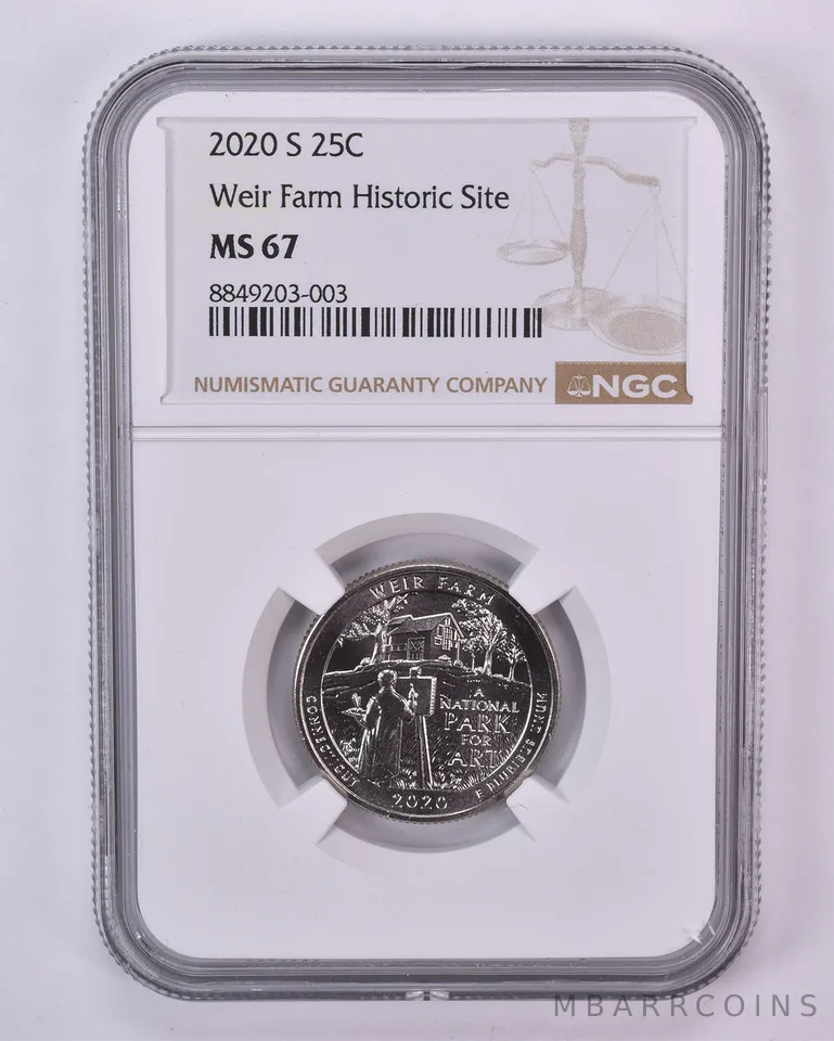 2020-S Washington Quarter ATB Weir Farm Historic Site MS67 NGC