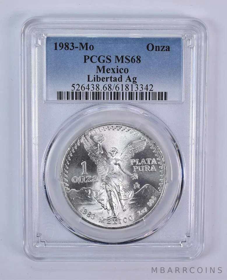 1983 Mo Mexico 1 Onza Silver Libertad MS68 PCGS Blue Label
