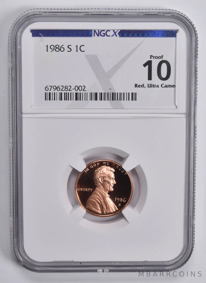 1986-S Lincoln Memorial Cent Proof 10 UCAM RD NGC X NGCX