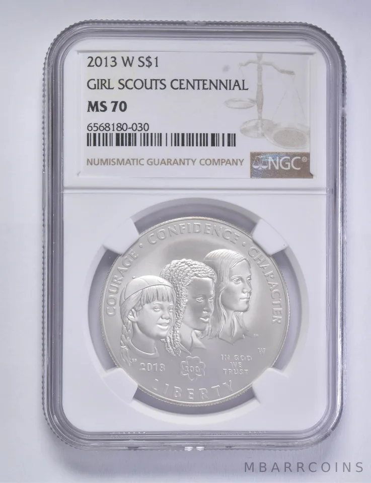 2013-W Girl Scouts Commemorative Silver Dollar $1 MS70 NGC Brown Lbl
