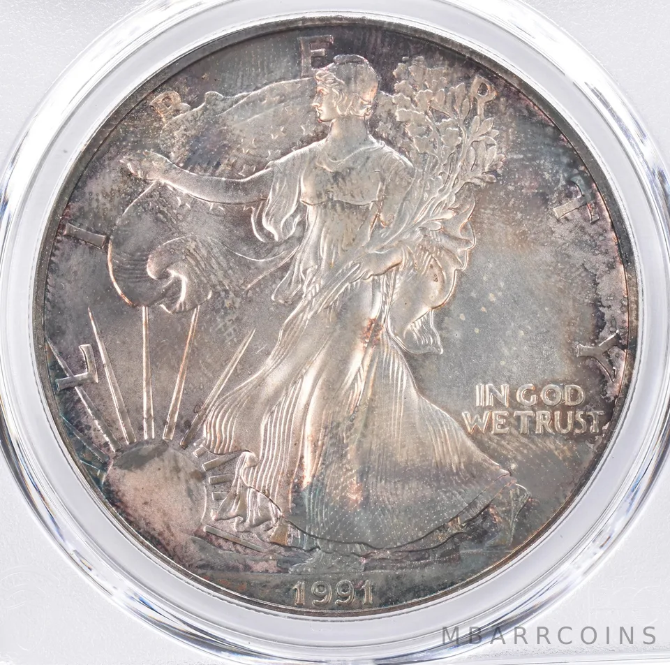 1991 American Silver Eagle MS67 PCGS Beautiful Tone *1338