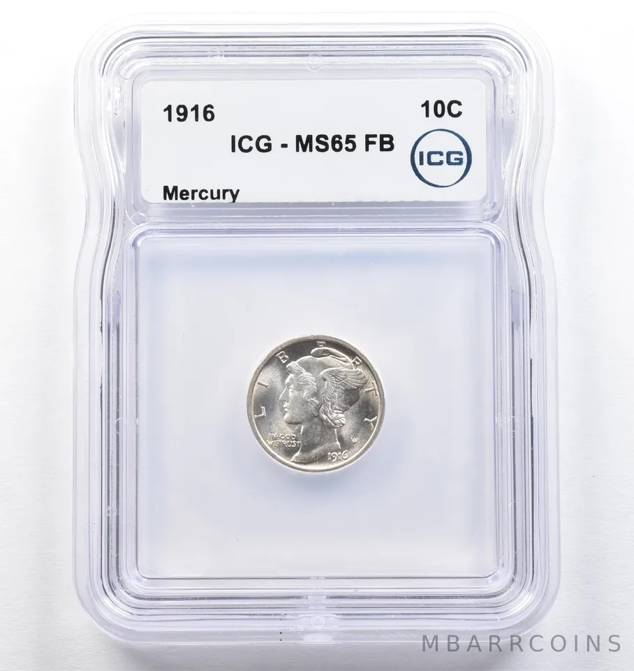 1916 Mercury Dime MS65 FB ICG *0714