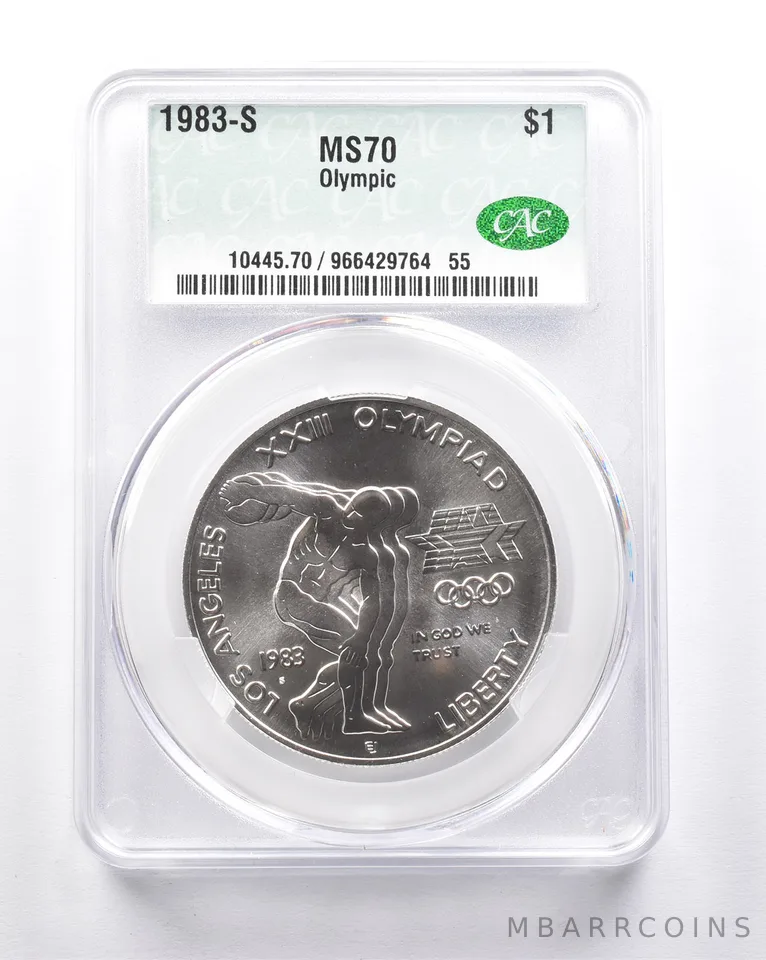 MS70 1983-S Olympic Discus Commemorative Dollar CAC CACG *6265