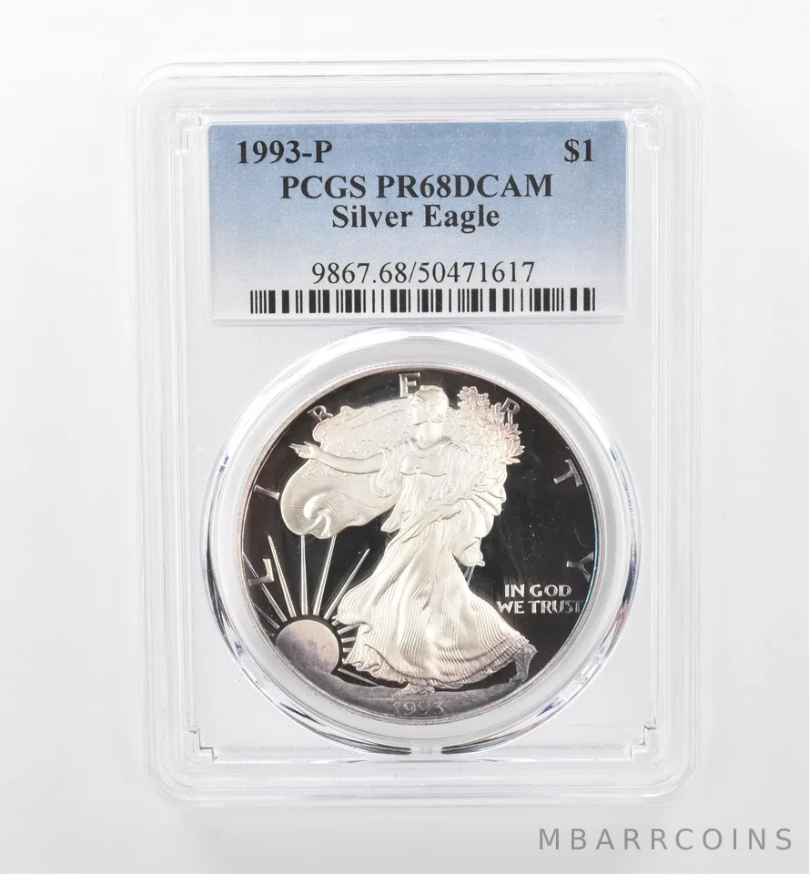 1993-P American Silver Eagle PR68 DCAM PCGS Peripheral Tone *1741