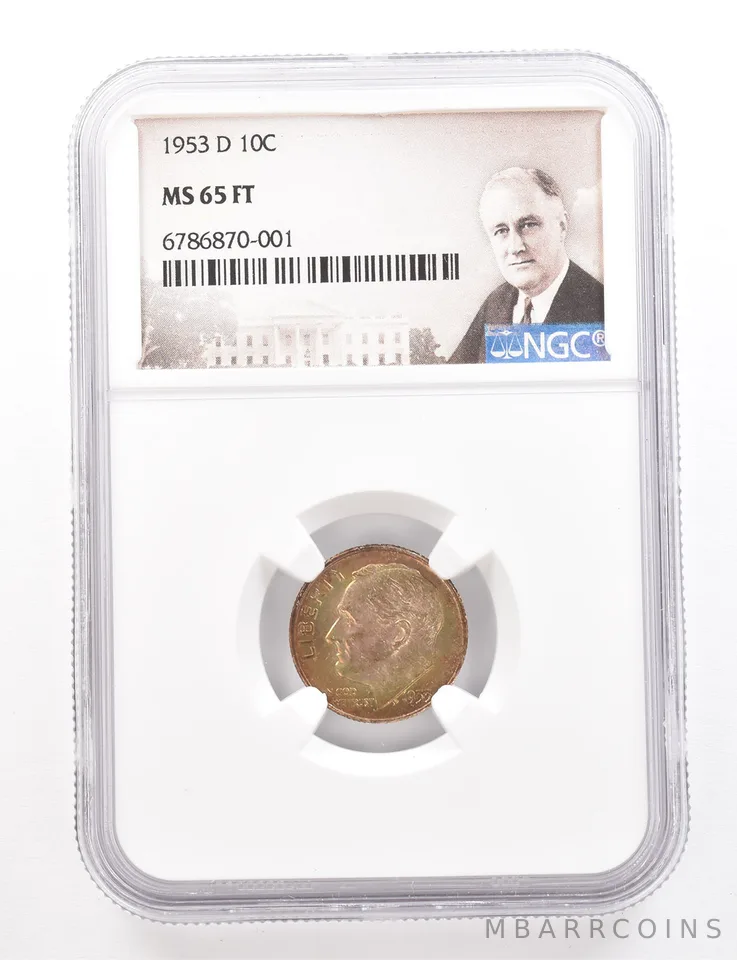 1953-D Roosevelt Dime MS65 FT NGC Beautiful Tone *3414