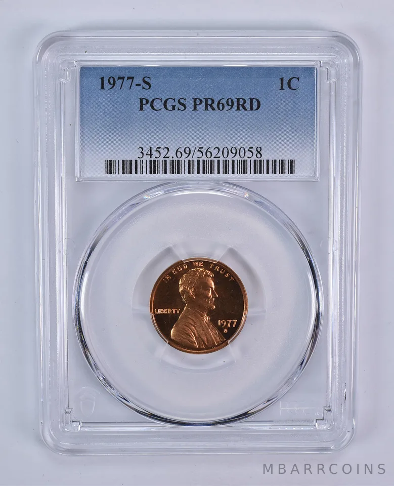 1977-S Lincoln Memorial Cent PR69 RD PCGS Blue Label