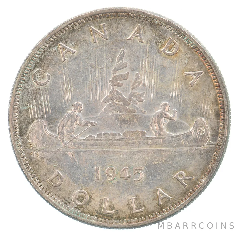 1945 Canada 1 Dollar Silver Beautiful Tone *4303