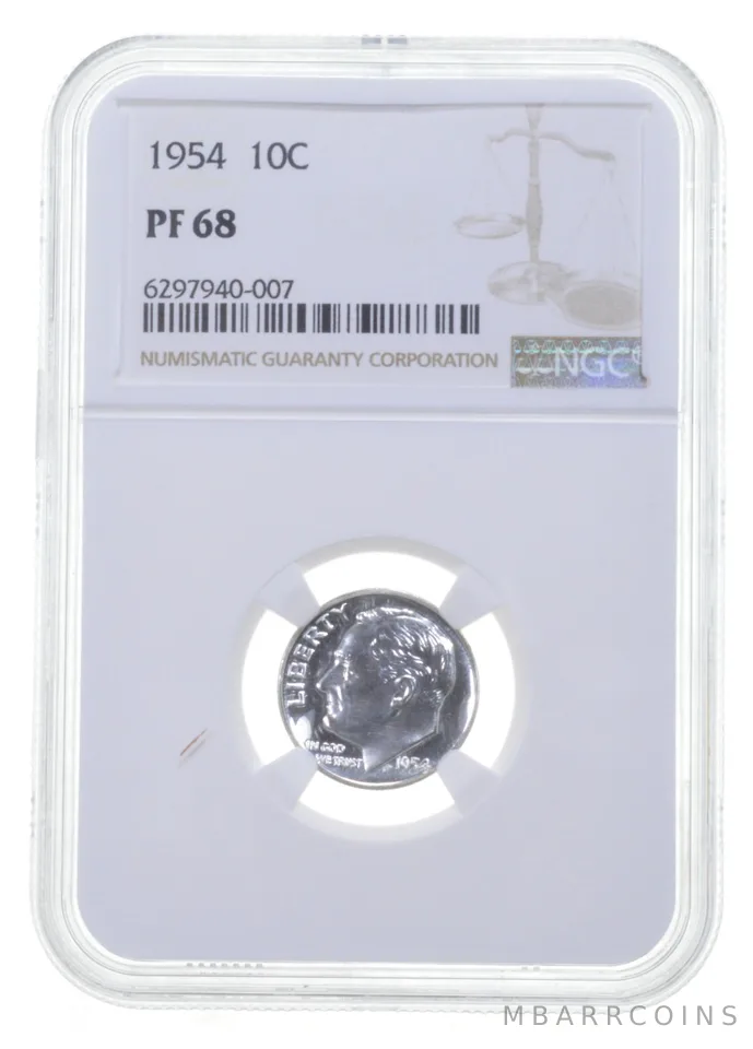 1954 Roosevelt Silver Dime PF68 NGC PR Proof