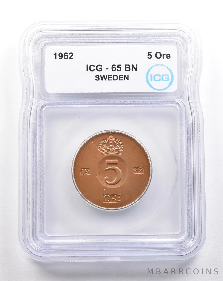 1962 Sweden 5 Ore MS65 BN ICG *5520