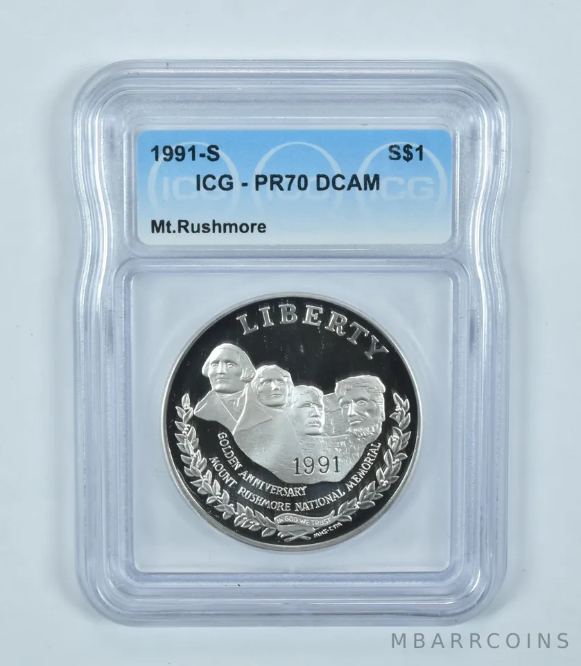 1991-S Mount Rushmore Commemorative Silver Dollar PR70 DCAM ICG