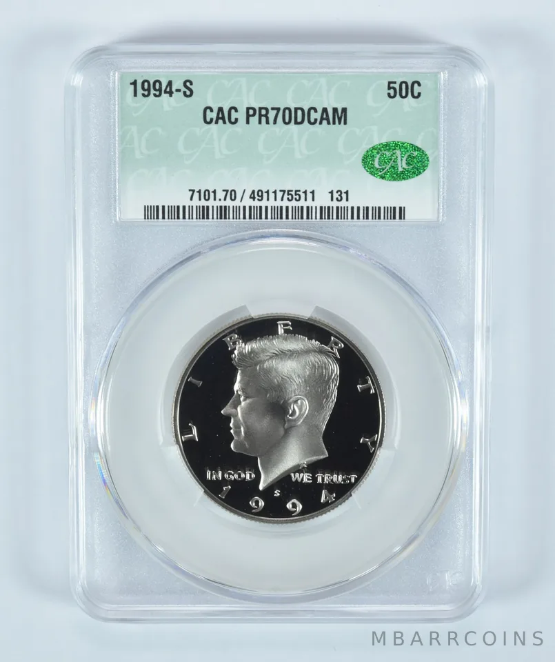 1994-S Kennedy Half Dollar PR70 DCAM CAC CACg