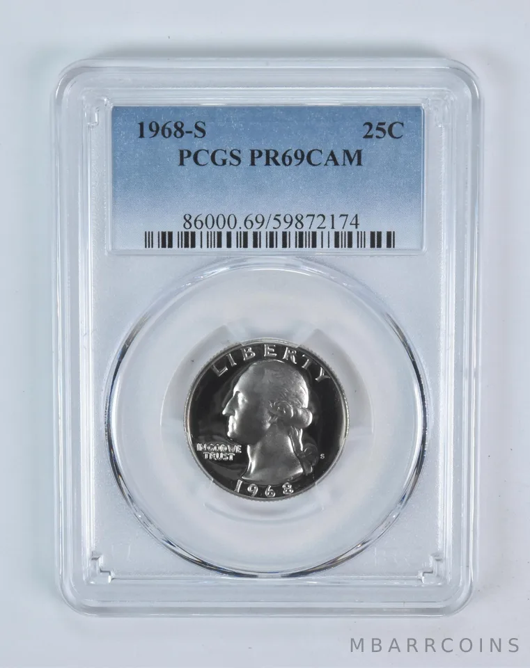1968-S Washington Quarter PR69 CAMEO PCGS Blue Label