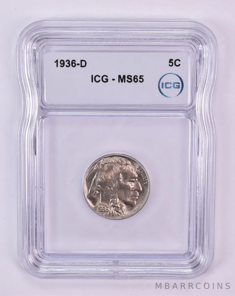 1936-D Indian Head Buffalo Nickel MS65 ICG