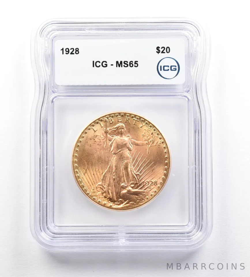 1928 $20 Saint-Gaudens Gold Double Eagle MS65 ICG *0393