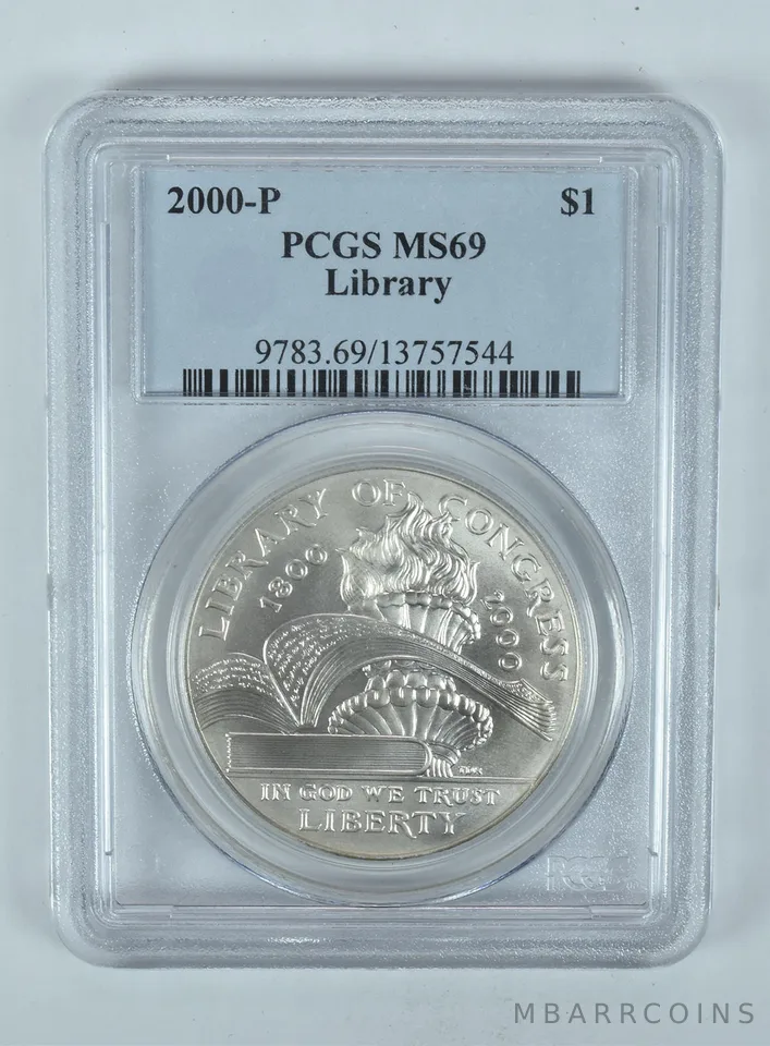 2000-P Library Of Congress Commemorative Dollar MS69 PCGS Blue Label
