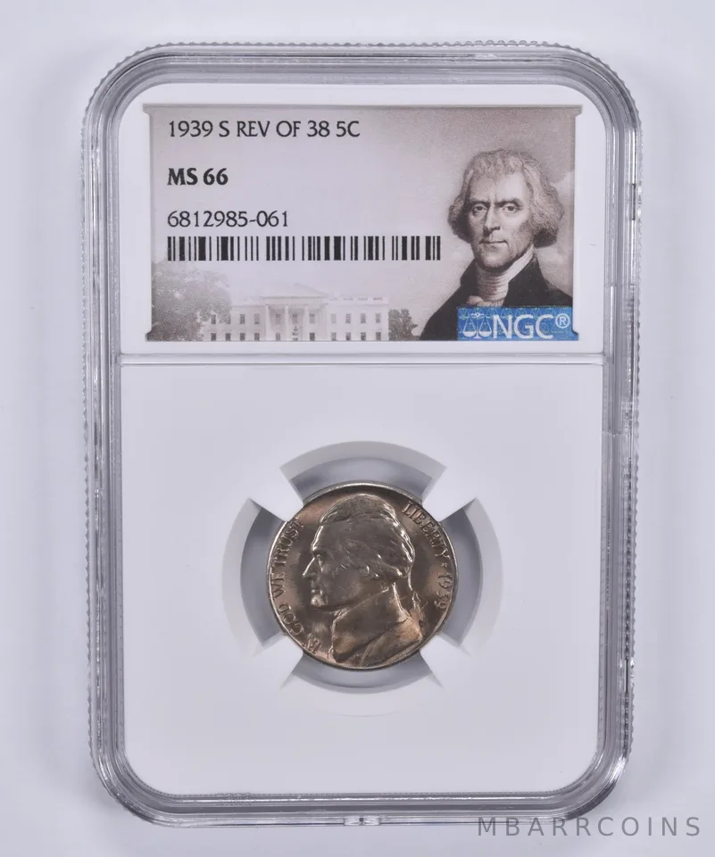 1939-S Jefferson Nickel Reverse Of 38 MS66 NGC Special Label