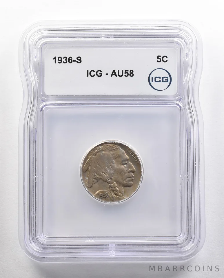 1936-S Indian Head Buffalo Nickel AU58 ICG *4422