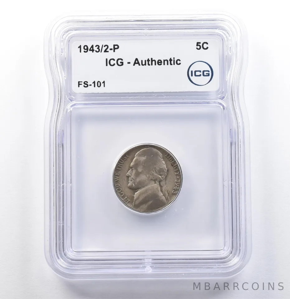 1943/2-P Jefferson Nickel FS-101 Authentic ICG a9828
