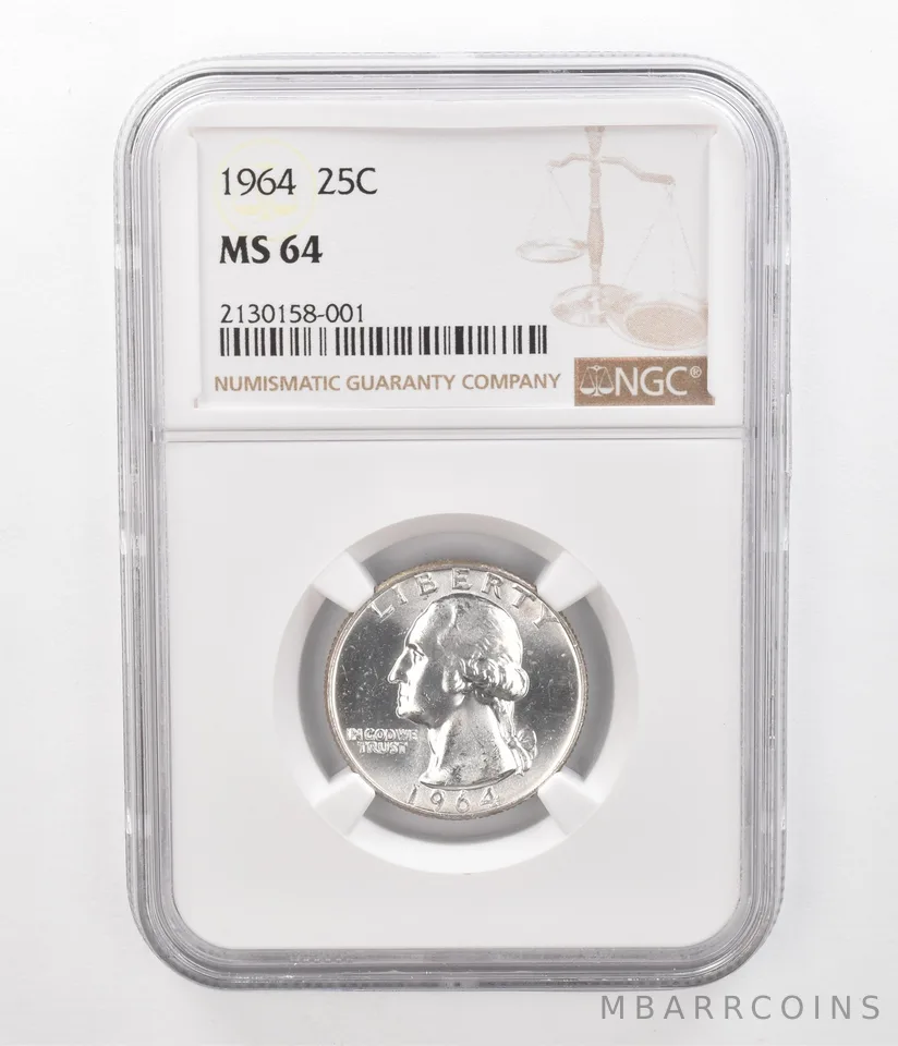 1964 Washington Quarter MS64 NGC Beautiful Tone Reverse *2353