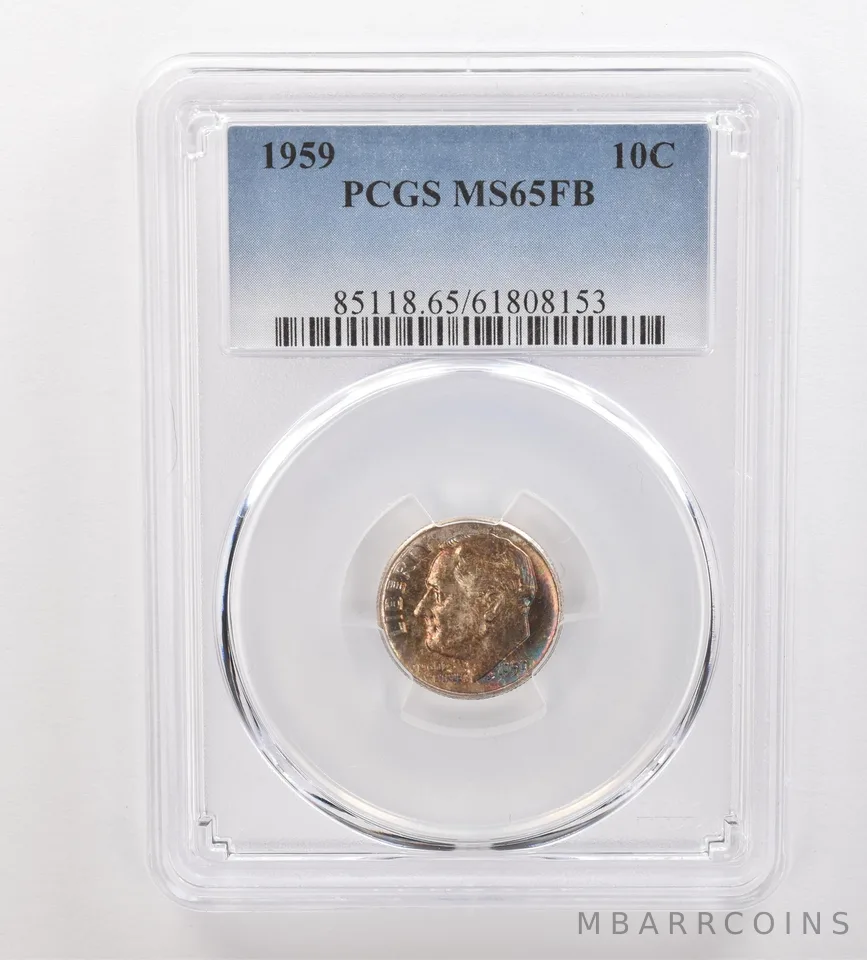 1959 Roosevelt Dime MS65 FB PCGS Beautiful Tone *3308