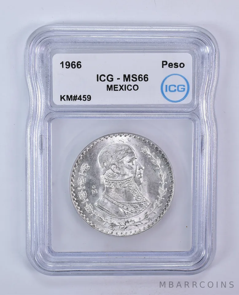 1966 Mexico 1 Peso KM#459 MS66 ICG